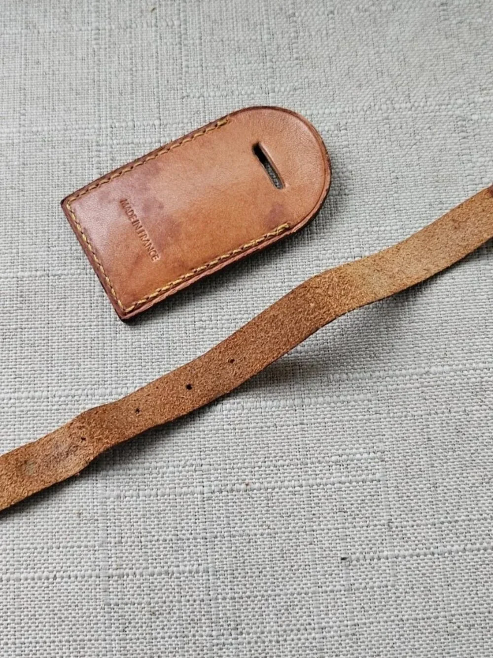 Vintage Louis Vuitton Name Tag Travel Tag Leather Luggage ID Tag Made France